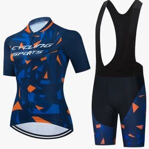 Women’s Blue and Orange Cycling Sports Set